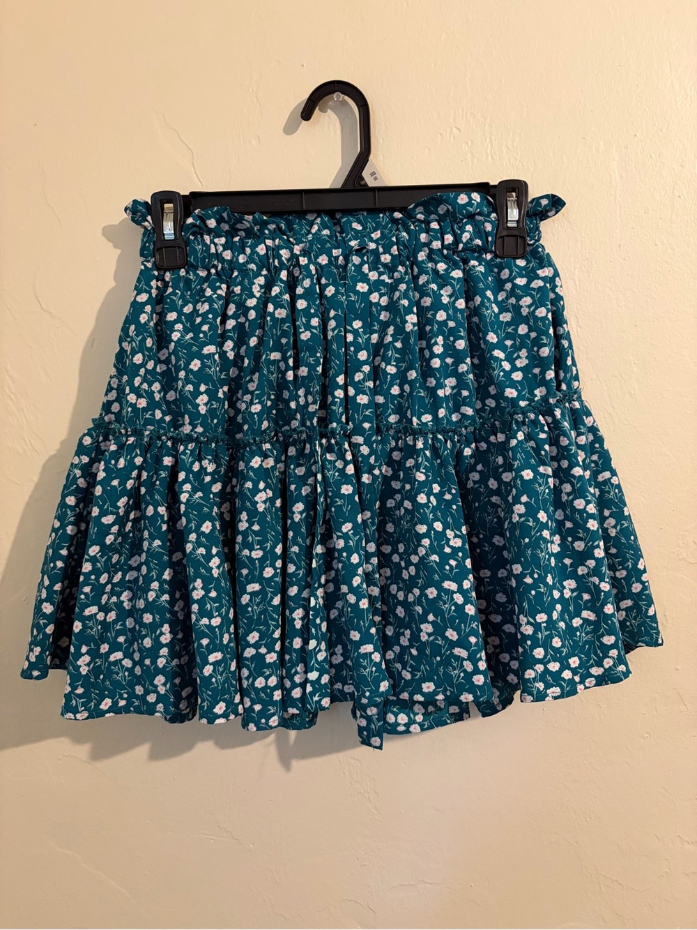 Women’s Floral Teal Tiered Mini Skirt - Women